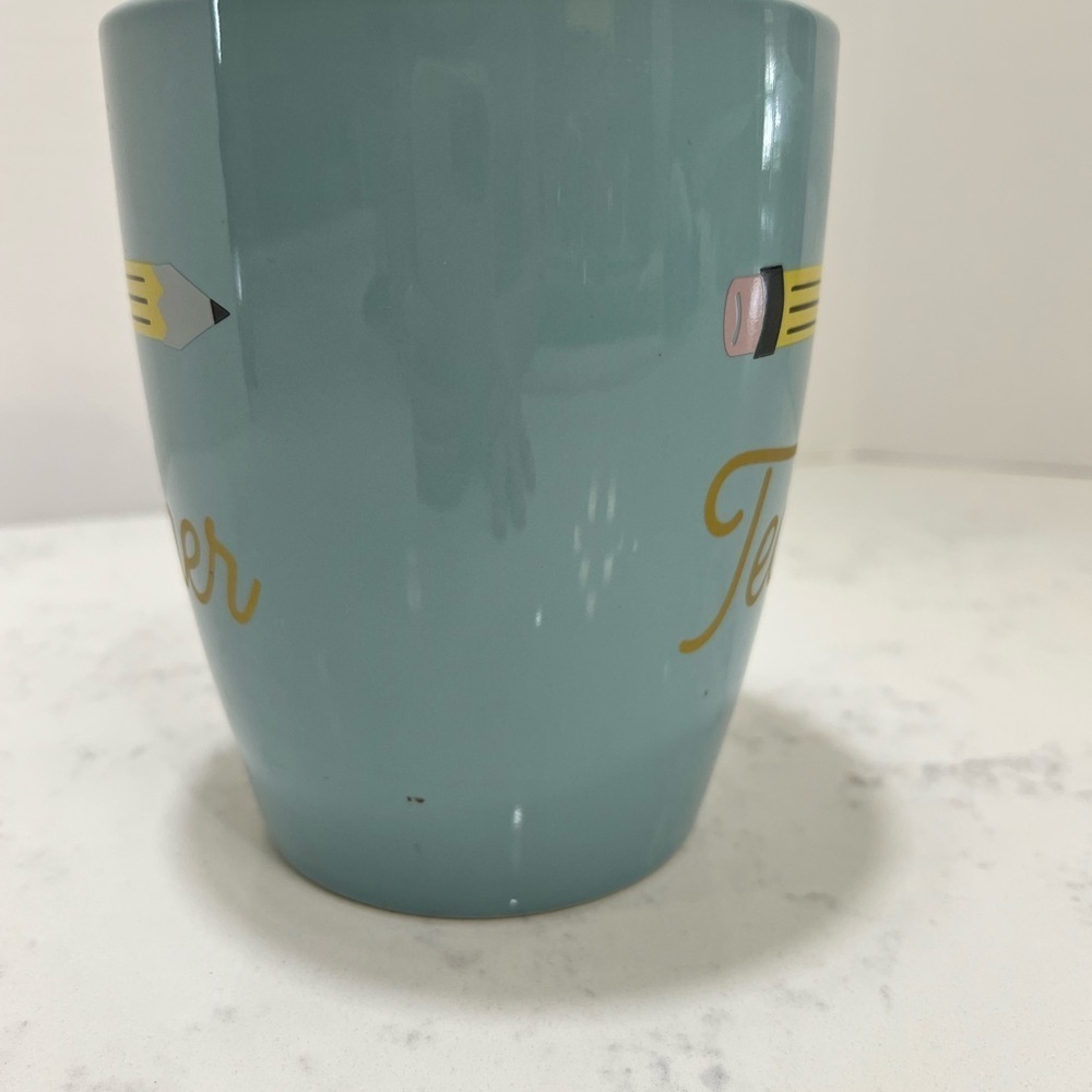 No.1 Teacher Blue Mug with Pencil Graphic - Picture 3 of 8